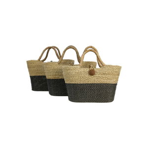 Sada 3 úložných košov z morskej trávy HSM collection Basket Set Duro