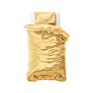 Žlté obliečky zo saténového mikroperkálu na jednolôžko Sleeptime, 140 x 220 cm