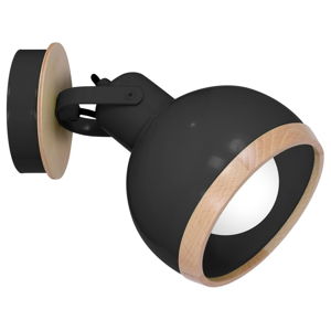 Čierne nástenné svietidlo s drevenými detailmi Homemania Oval