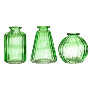Sada 3 zelených sklenených váz Sass & Belle Bud