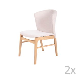 Sada 2 bielych jedálenských stoličiek so svetlohnedým podnožím z kaučukovníkového dreva sømcasa Mara