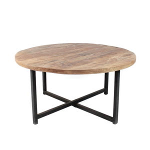 Čierny konferenčný stolík s doskou z mangového dreva LABEL51 Dex, ⌀ 80 cm