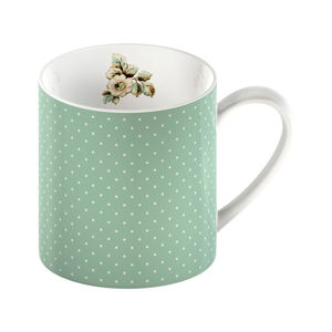 Zelený porcelánový hrnček s bodkami Creative Tops Cottage Flower, 330 ml