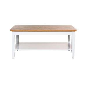 Biely konferenčný stolík s detailmi z dubovej dyhy We47 Family, 100 × 65 cm