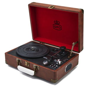 Hnedý gramofón s rádiom GPO Attache Brown