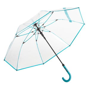 Dámsky transparentný tyčový dáždnik proti vetru Ambiance Petrol Border, ⌀ 105 cm