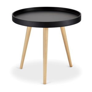 Čierny konferenčný stolík s nohami z bukového dreva Furnhouse Opus, Ø 50 cm