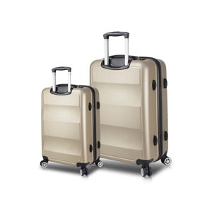 Sada 2 cestovných kufrov na kolieskach s USB porty v zlatej farbe My Valice LASSO Cabin & Large