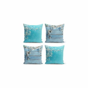 Súprava 4 dekoratívnych obliečok na vankúše Minimalist Cushion Covers Winter Flowers, 45 x 45 cm