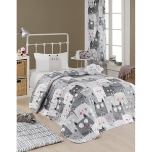 Set prehozu cez posteľ a obliečky na vankúš s prímesou bavlny Eponj Home Duvarda Kediler Grey, 160 x 220 cm