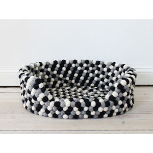 Čierno-biely guľôčkový vlnený pelech pre domáce zvieratá Wooldot Ball Pet Basket, 60 x 40 cm