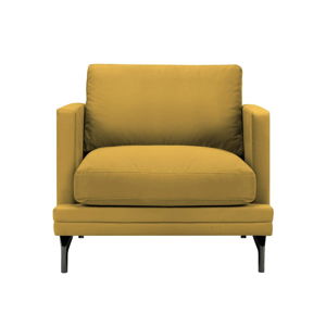 Žlté kreslo s podnožou v čiernej farbe Windsor & Co Sofas Jupiter