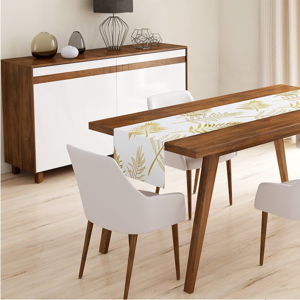Behúň na stôl Minimalist Cushion Covers Gold Leaves, 140 x 45 cm