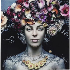 Zasklený obraz Kare Design Flower Art Lady, 120 × 120 cm