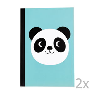 Sada 2 linajkových zošitov s potlačou pandy Rex London Miko The Panda