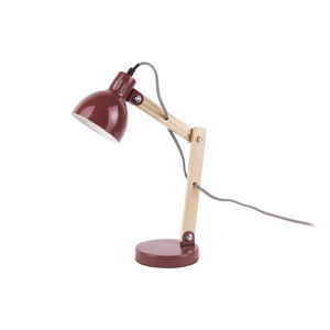 Červená stolová lampa s drevenými detailmi Leitmotiv Ogle