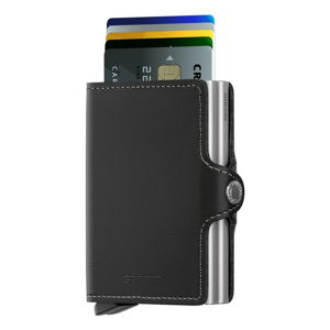 Čierna kožená peňaženka s puzdrom na karty Secrid Twin