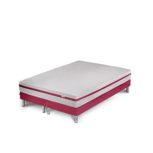 Ružová posteľ s matracom a dvojitým boxspringom Stella Cadente Maison Pluton, 180 × 200 cm