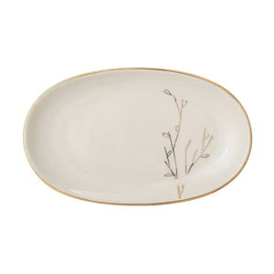 Biely keramický tanierik Bloomingville Rio, 21,5 × 13 cm