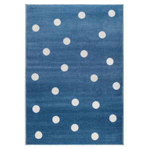 Modrý koberec s bodkami KICOTI Blue Peas, 240 × 330 cm