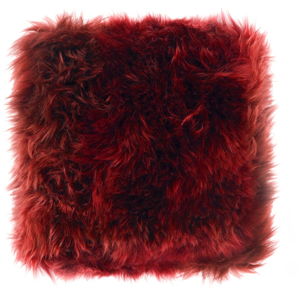Tmavočervený vankúš z ovčej kožušiny Royal Dream Sheepskin, 45 x 45 cm