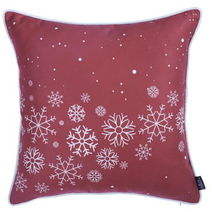 Červená obliečka na vankúš s vianočným motívom Mike & Co. NEW YORK Honey Snowflakes, 45 × 45 cm