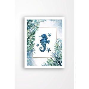 Nástenný obraz na plátne v bielom ráme Tablo Center Blue Seahorse, 29 × 24 cm