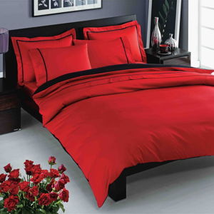 Obliečky s plachtou TAC Premium Satin Red, 200 × 220 cm