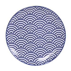 Modrý porcelánový tanier Tokyo Design Studio Wave, ø 16 cm