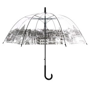 Transparentný tyčový dáždnik Ambiance Paris, ⌀ 90 cm