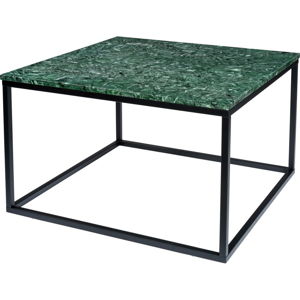 Tmavozelený mramorový konferenčný stolík s čiernou podnožou RGE Accent, šírka 75 cm