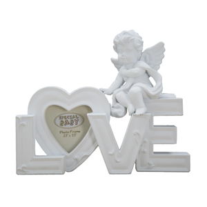 Biela dekorácia s fotorámčekom Mauro Ferretti Baby Love, na fotografiu 5 × 5 cm