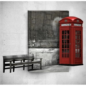 Nástenný 3D obraz Mosticx Red Telephone Booth, 40 × 60 cm
