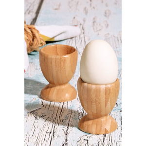 Sada 2 stojanov na vajíčka z bambusového dreva Kutahya, Ø 6 cm
