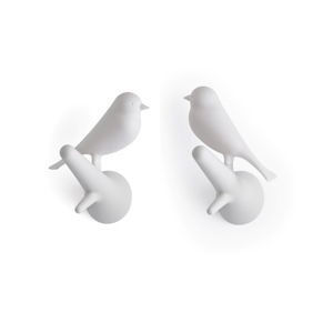 Dva kusy bielych nástenných vešiakov Qualy Hook Sparrow