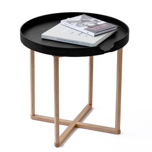 Čierny odkladací stolík z dubového dreva s odnímateľnou doskou Wireworks Damieh, 45 × 45 cm