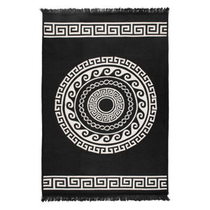 Béžovo-čierny obojstranný koberec Mandala, 120 × 180 cm