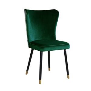Zelená jedálenská stolička s detailmi v zlatej farbe JohnsonStyle Odette Eden