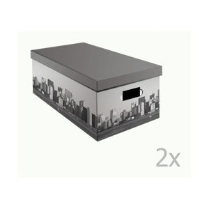 Sada 2 sivých úložných škatúľ Compactor NewYork, šírka 52 cm