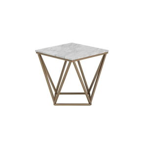 Odkladací stolík v zlatej farbe s bielou doskou Monobeli Marble