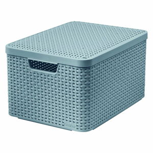 Modrý úložný box s vekom Curver Style, 30 l