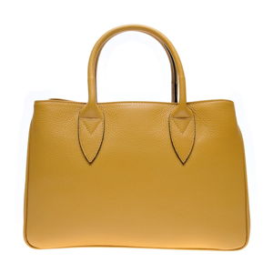 Žltá kožená kabelka Anna Luchini, 23 x 34.5 cm