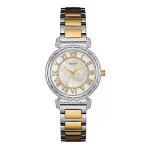 Dámske hodinky v strieborno-zlatej farbe s antikoro remienkom Guess W0831L3