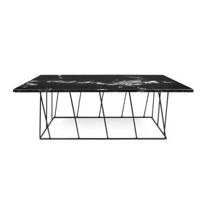 Čierny mramorový konferenčný stolík s čiernymi nohami TemaHome Heli×, 120 cm