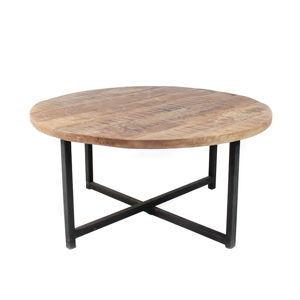 Čierny konferenčný stolík s doskou z mangového dreva LABEL51 Dex, ⌀ 60 cm