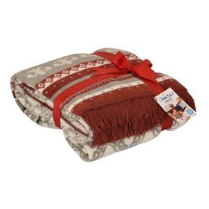 Červená deka s prímesou bavlny Aksu Mistic, 200 × 150 cm