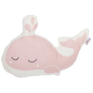 Ružový detský vankúšik s prímesou bavlny Apolena Pillow Toy Whale, 35 x 24 cm