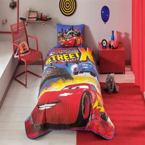 Detská bavlnená prikrývka cez posteľ s obliečkou na vankúš Taç Disney Cars Nitroade, 160 x 220 cm