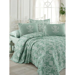 Bavlnená prikrývka na posteľ na dvojlôžko s obliečkami na vankúše a plachtou Pure, 200 × 235 cm