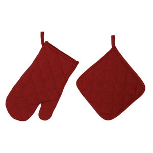 Set karmínovočervenej chňapky a rukavice Unimasa